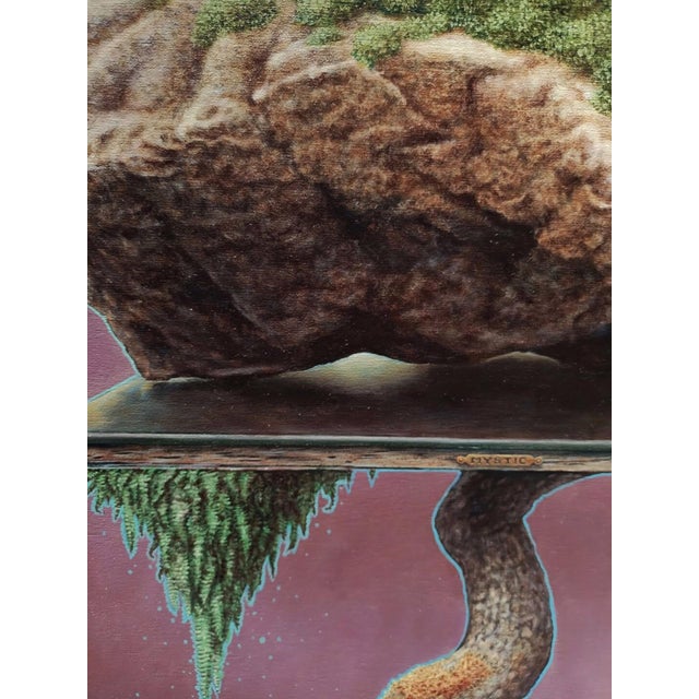Version 3 by 3rd Version (Ben Patterson) | Oil on Cradled Wood Panel Surreal landscape with a creature and mushroom. For Sale - Image 4 of 10