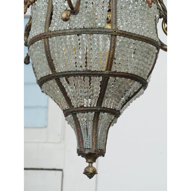 Metal Louis XVI Style Crystal and Gilt Bronze Pendant For Sale - Image 7 of 9