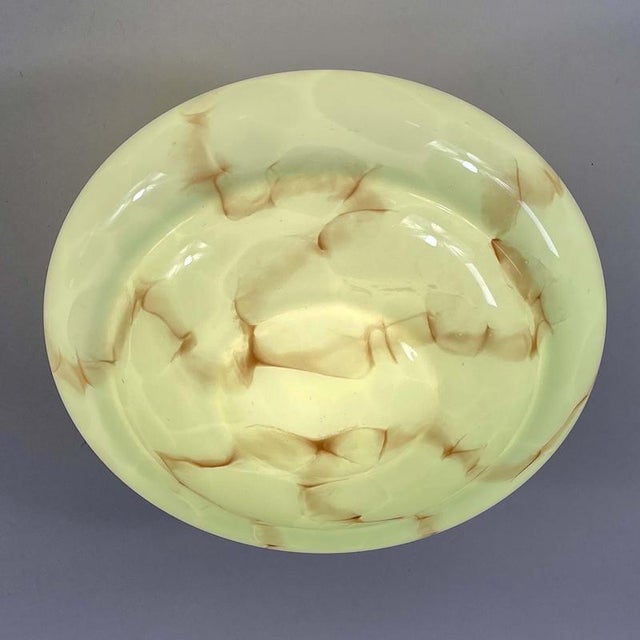 Art Deco Flush Mount in Marbled Opaline Glass and Burnished Brass, Germany, 1920s For Sale - Image 12 of 17