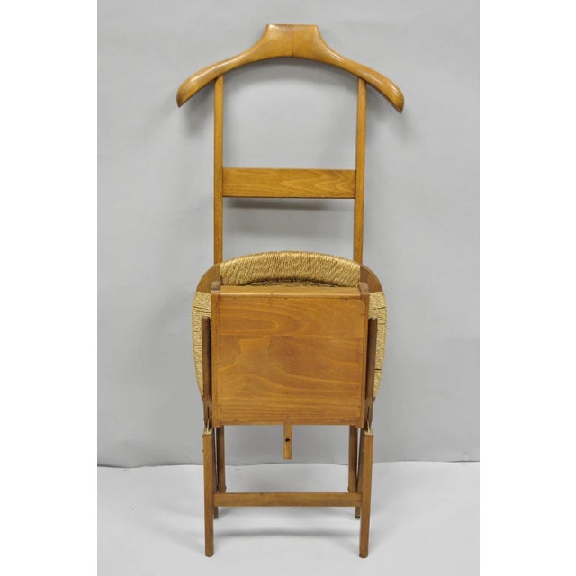 Vintage Mid Century Italian Style Modern Beech Wood Clothing Valet Chair Seat, B For Sale - Image 16 of 18