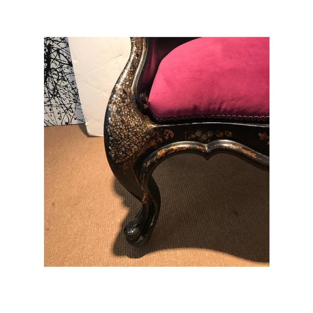 Exceptional 19th Century English Victorian Papier-Mâché Gothic Revival Black Lacquer Arm Chair For Sale - Image 11 of 17