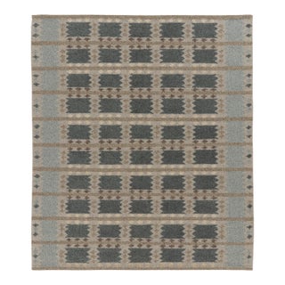 Contemporary Scandinavian Blue Taupe Wool Rug by Rug & Kilim, India For Sale