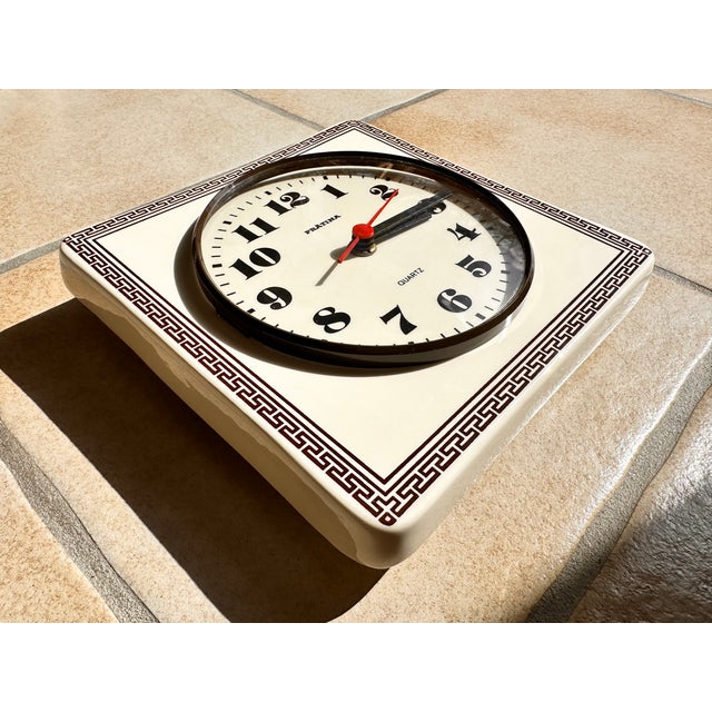 Mid-Century Ceramic Wall Clock with Quartz Movement from Prätina, Germany, 1970s For Sale - Image 6 of 9