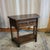 Gothic 1920s English Oak Carved Drawer Front Angle Sided Table For Sale - Image 3 of 18