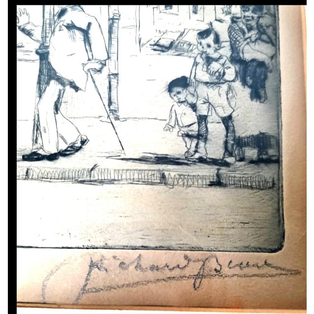 Printmaking Materials 1930 Signed Richard Bloos “Altmarkt” German Market Scene Etching, Framed For Sale - Image 7 of 10