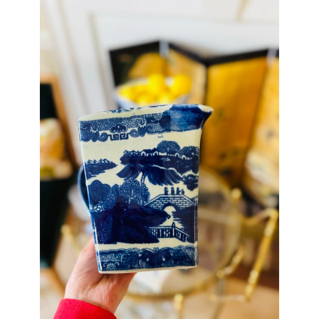 Vintage Blue and White Ironstone Pitcher For Sale - Image 9 of 9