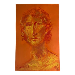 Contemporary Original E.J.Hartmann Abstract Male Portrait Painting Signed For Sale