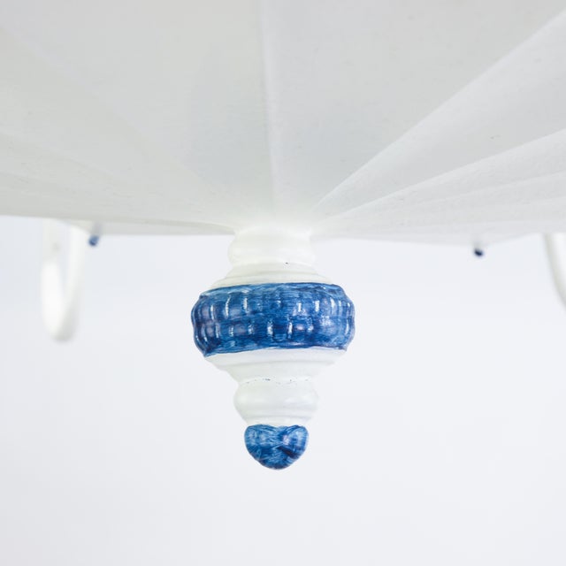 Vintage Handmade White and Blue Iron 8-Light Pendant Chandelier For Sale - Image 4 of 10
