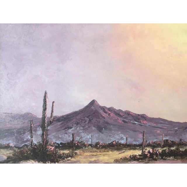 Various Artists Vintage Mid Century "Desert Landscape" Ruth Noland Framed Original Oil Painting For Sale - Image 4 of 13