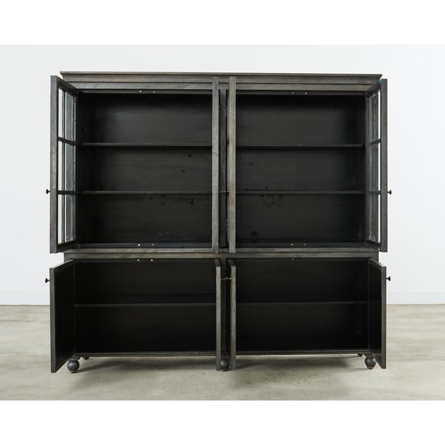 Industrial Industrial Style Zinc Metal Wrapped Glass Door Bookcase For Sale - Image 3 of 18