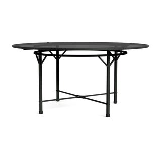 Brown Jordan Venetian 60" Round Dining Table - Glass Umbrella Top in Black Jade For Sale