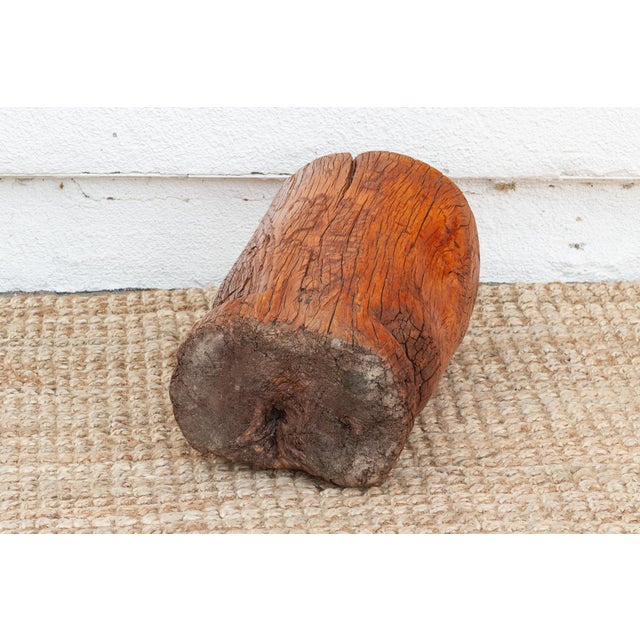 Wood 19th Century Rustic Antique Chinese Mortar, Carved Wood Planter For Sale - Image 7 of 8