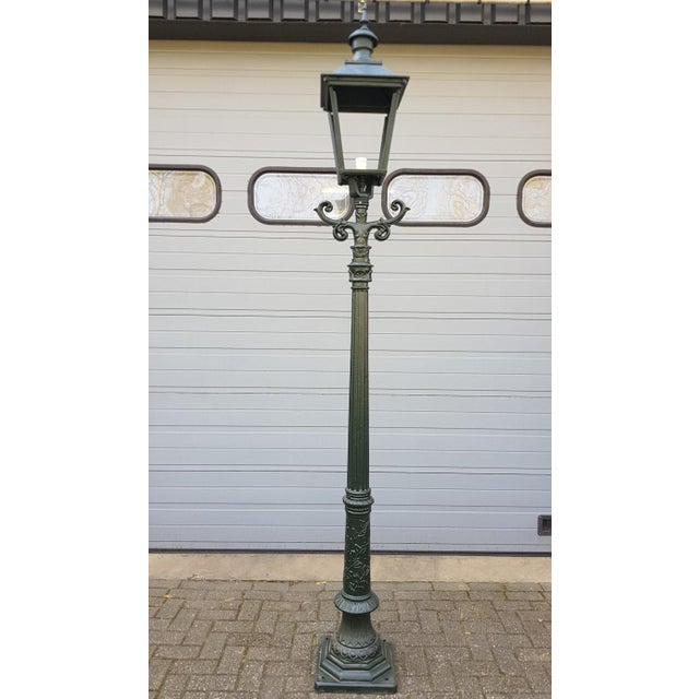 Cast Iron Lamp Post Romantica with Square Cast Iron Lantern For Sale - Image 6 of 6