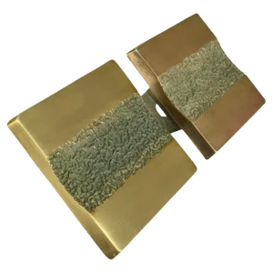 Push and Pull Door Handle in Bronze with Central Brutalist Relief, Set of 2
