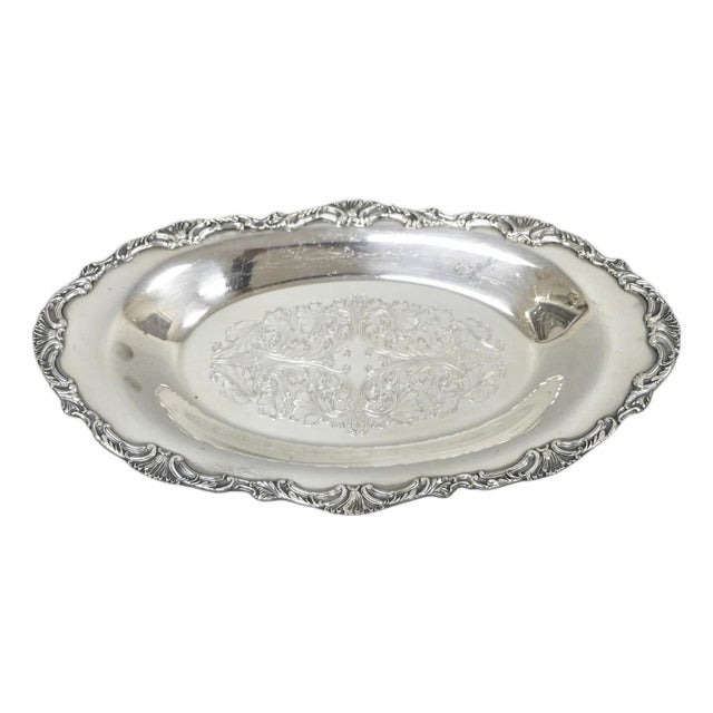 Vintage Community Ascot Victorian Silver Plated Oval Narrow Trinket Dish For Sale