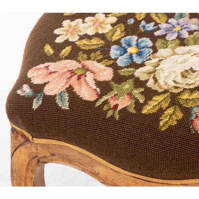 Victorian Floral Needlepoint Walnut Footstools, 2 For Sale - Image 4 of 6