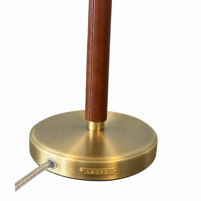 Sophisticated pair of Ralph Lauren buffet table lamps featuring a beautifully tailored combination of warm brushed brass...