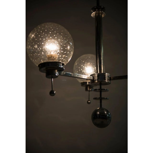 Large Art Deco Chromed Steel Ceiling Lamp, 1930s For Sale - Image 4 of 8