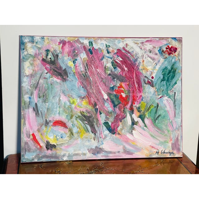 Abstract Mixed Media on Canvas Deep Purple Boca by Elia For Sale - Image 4 of 7