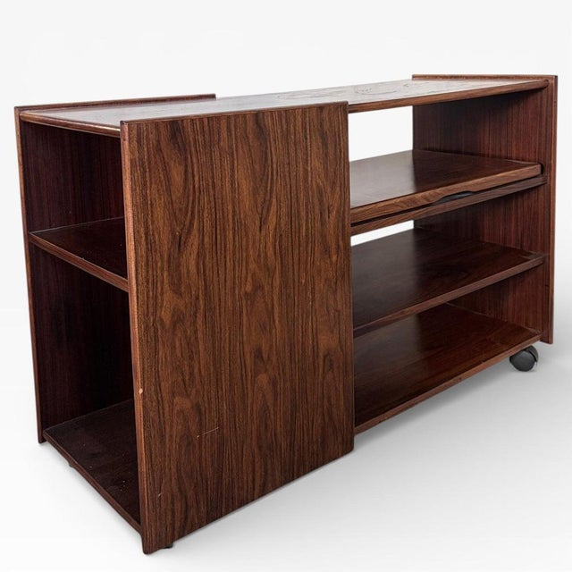 Brown Vintage Danish Rosewood Media Unit with Sliding Shelf, 1960s For Sale - Image 8 of 8