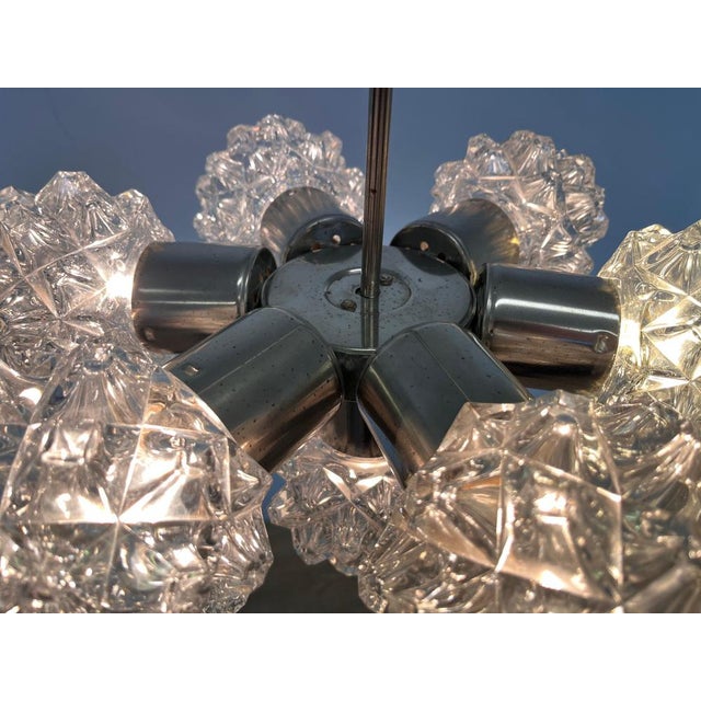 Vintage Glass and Chrome Pendant by Kamenicky Senov, Czechoslovakia, 1970s For Sale - Image 4 of 9