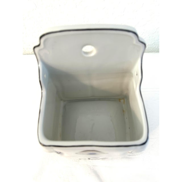 1960s Mid-Century Victorian Hanging Porcelain Floral Salt Box For Sale - Image 5 of 7