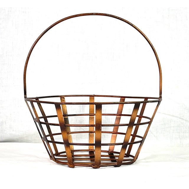 Bronze Distressed Bronze Copper Style Metal Basket For Sale - Image 8 of 10