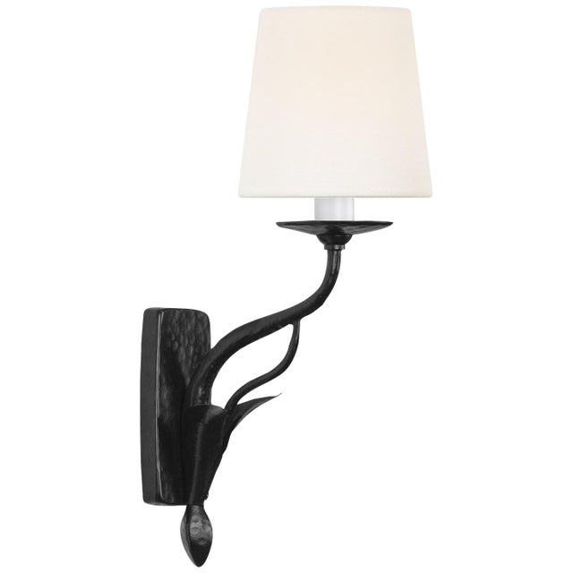 Chapman & Myers for Visual Comfort Signature Amalfi 15" Sconce in Waxed Black with Linen Shade For Sale