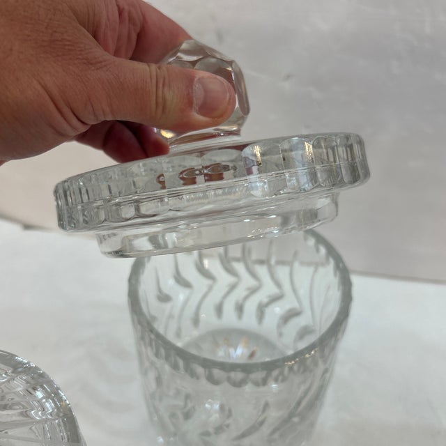 Crystal Lidded Canisters /Jars Group of 4 For Sale In Miami - Image 6 of 12
