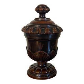 Antique 19th Century English Regency Carved Treen Mahogany Urn For Sale