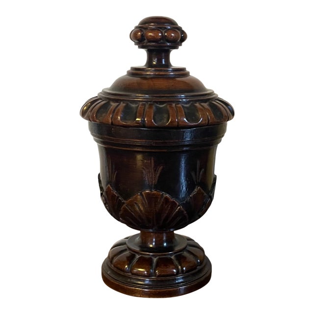 Antique 19th Century English Regency Carved Treen Mahogany Urn For Sale