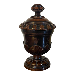 Antique 19th Century English Regency Carved Treen Mahogany Urn