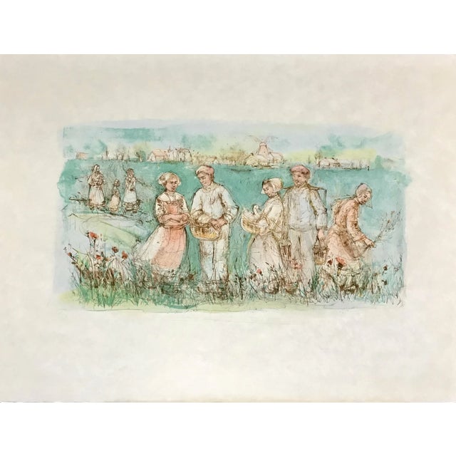 Artist: Edna Hibel Country: USA Title: Friesland Medium: Original Lithograph Marks: Hand-signed and numbered in pencil by...