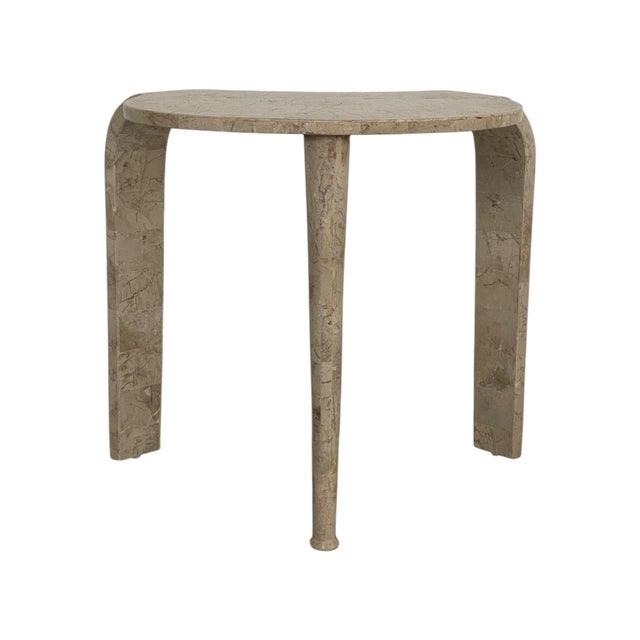 Postmodern Vintage Tessellated Stone Curved Tripod Accent Table - Made in Italy For Sale - Image 3 of 10