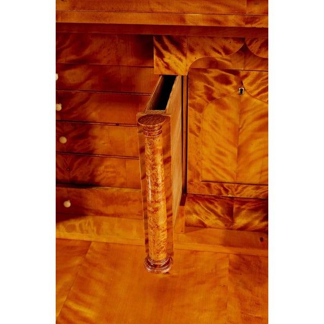 19th Century Biedermeier Secretary Desk in Maple Burl With Ebonized Details For Sale In Los Angeles - Image 6 of 7