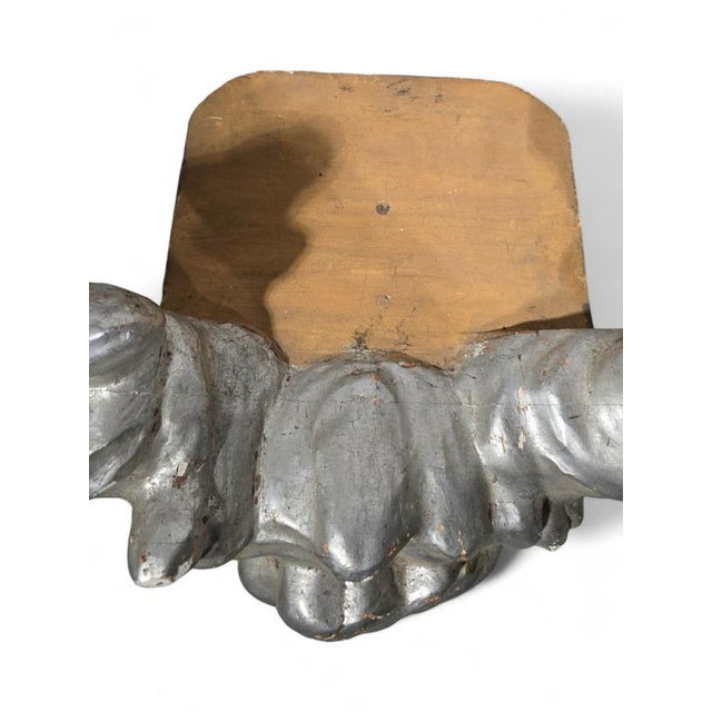 Gray Antique 19th-Century Cloud-Shaped Carved and Silvered Wooden Pedestal For Sale - Image 8 of 12