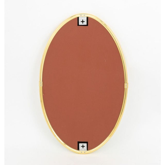 Metal Modern Brass Framed Oval Mirror For Sale - Image 7 of 7