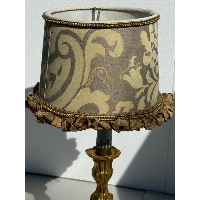 Mid 19th Century Signed French Louis XV Style Boudoir Lamp With Fortuny Shade For Sale - Image 12 of 16