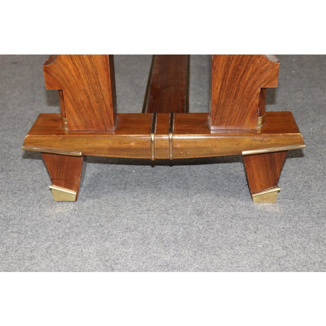French Art Deco Bronze Mounted Dining Table Attributed to Jules Leleu For Sale In Philadelphia - Image 6 of 16