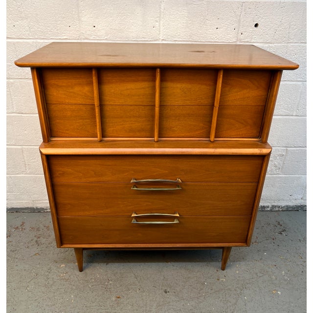 Kent Coffey Kent Coffey "Eloquence" Mid-Century Modern Walnut Highboy Dresser For Sale - Image 4 of 15