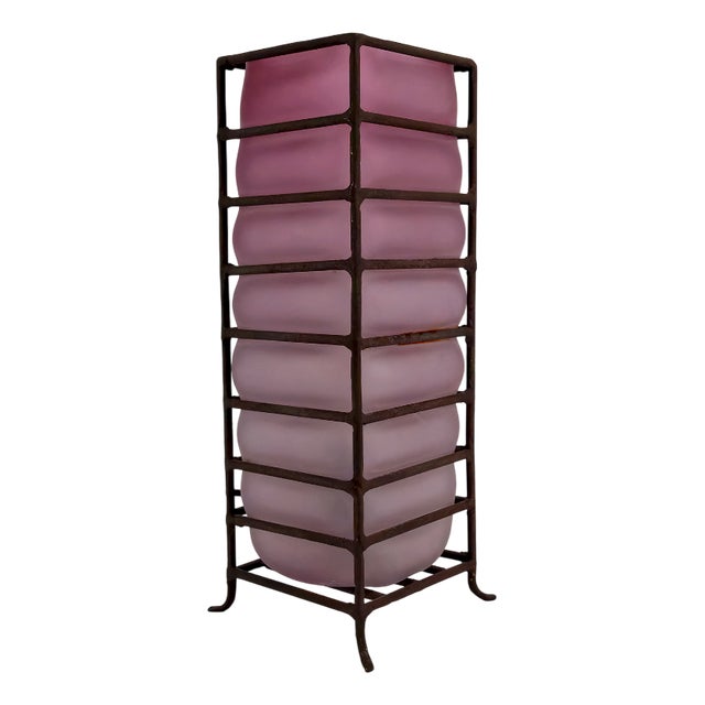 Modernist Table Lamp in Glass Paste and Wrought Iron, 1950s-1960s For Sale