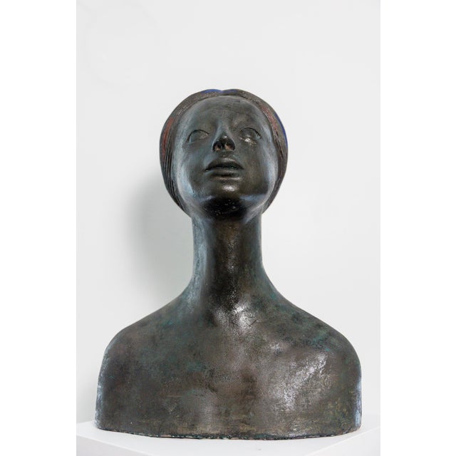 1950s Half-Length Terracotta Sculpture of an Ethiopian Woman by Gino Zattoni, 1950s For Sale - Image 5 of 5