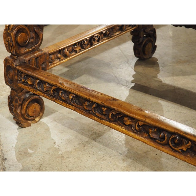 Large 19th C. Italian Renaissance Revival Carved Walnut Fratino Center Table For Sale - Image 14 of 18
