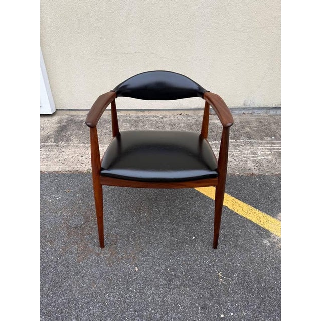 Mid 20th Century Mid Century " Model Casala" Teak Black Vinyl Armchair For Sale - Image 10 of 12