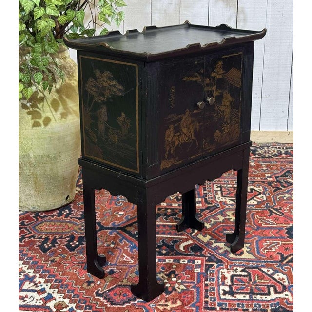 Small Painted Fir Wood Sideboard with Asian Decoration, 1950s For Sale - Image 9 of 16