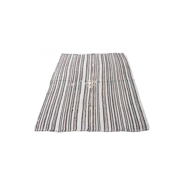 Mid-Century Modern Striped Vintage Turkish Hemp Kilim Rug - 4`7" X 6`4" For Sale - Image 3 of 6