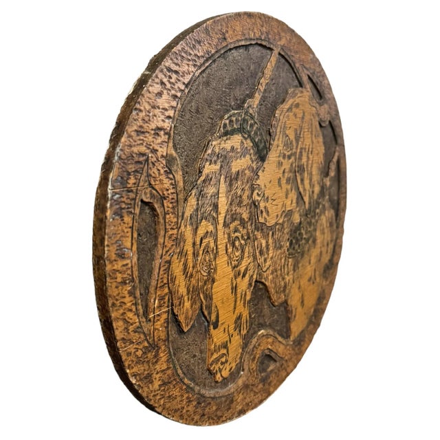 Farmhouse Early 20th Century Flemish Spaniel Pyrography Panel For Sale - Image 3 of 9