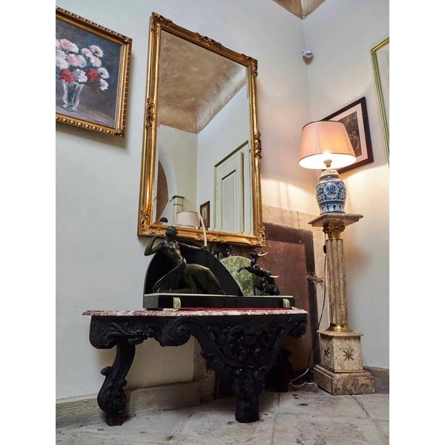 Gold Antique Mirror in Gilt Frame For Sale - Image 8 of 9
