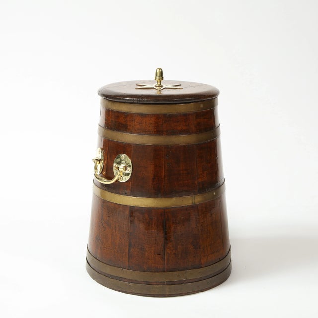 Brass English Brass-Bound Mahogany Barrel For Sale - Image 8 of 8