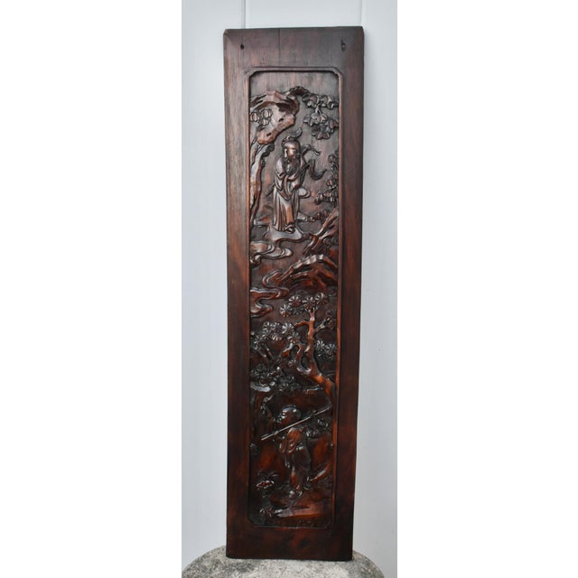 Antique Unique Asian Carved Rosewood Double Sided Plaque For Sale - Image 13 of 14